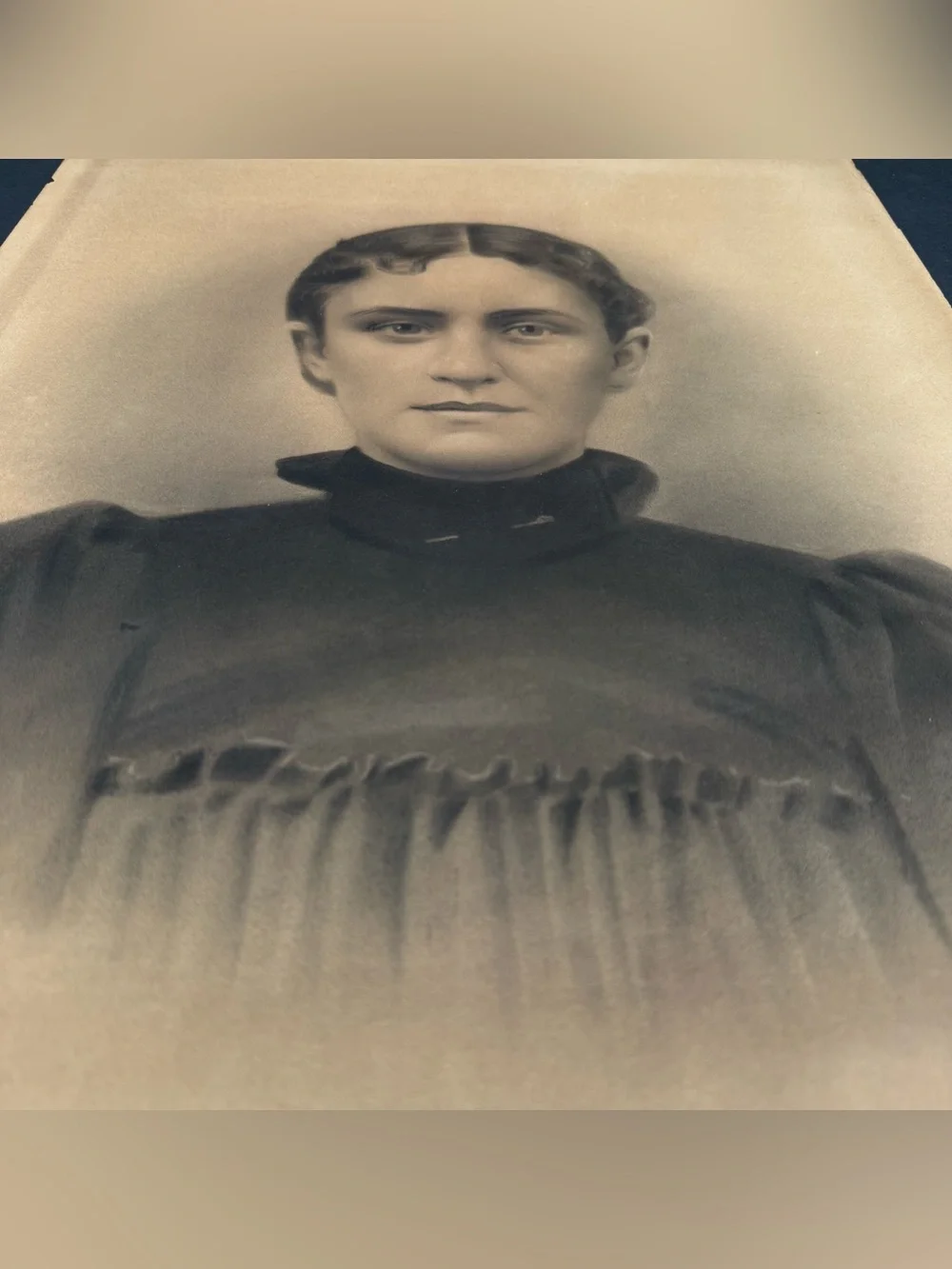 Antique Photograph In Pencil /Charcoal 20x16 Hauntingly Beautiful Eyes Halloween